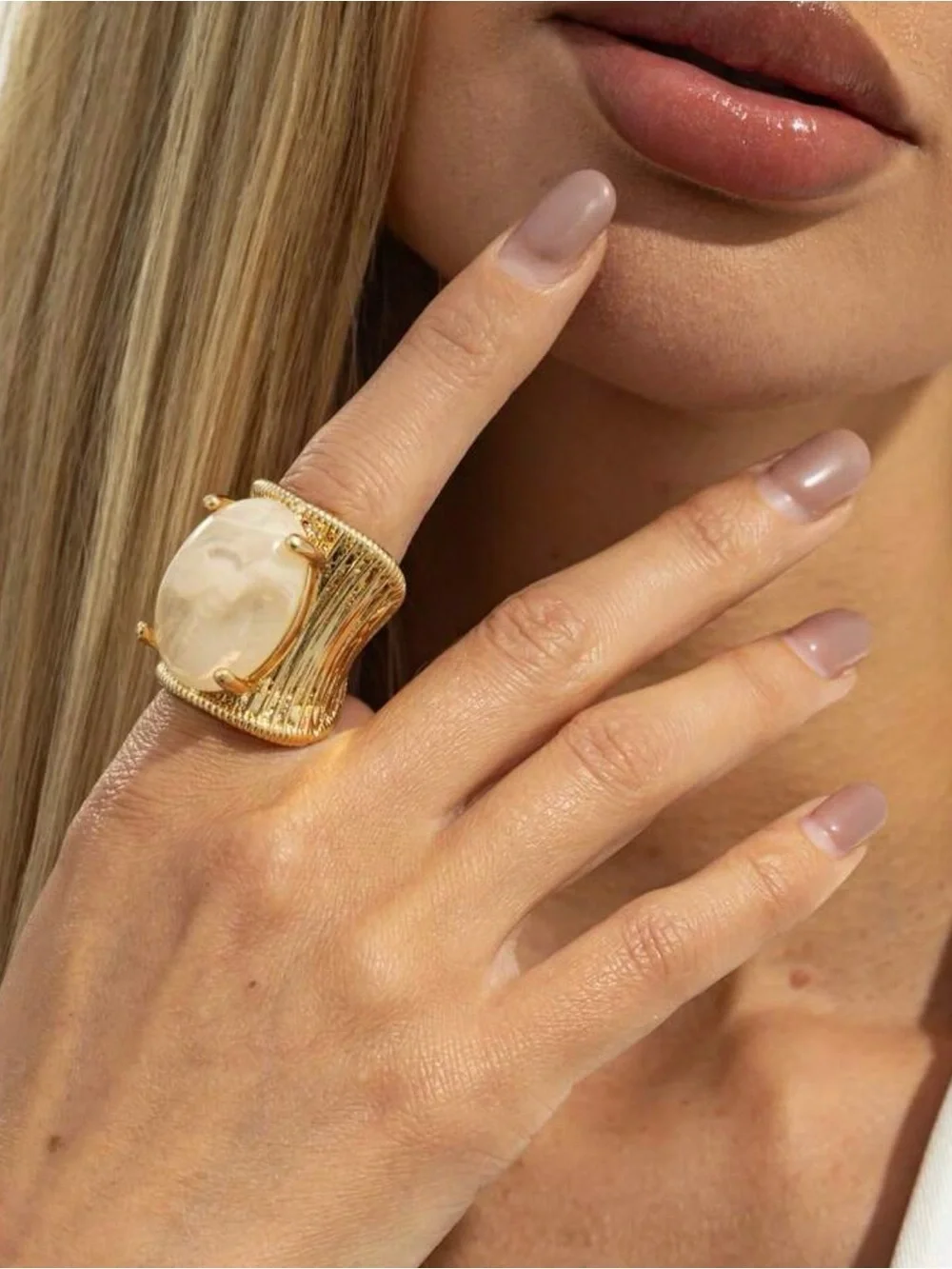 5-Piece Gold Tone Adjustable Statement Ring Set – Vintage Inspired